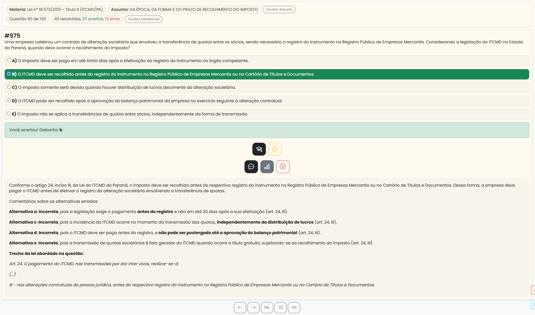 Questão resolvida com comentário